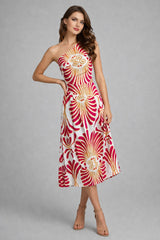Robe longue pour femme Dressie Dress à une épaule, imprimé floral, taille haute et jupe fluide, style élégant et asymétrique