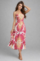 Robe longue imprimée pour femme Dressie Dress, à une épaule, encolure asymétrique, taille haute et jupe fluide.