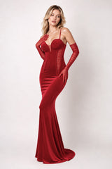 Robe de soirée longue moulante style corset avec bonnets roses 3D, décolleté V, bretelles fines en tulle, silhouette sirène chic.