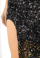 Robe de soirée sirène en sequins dégradés avec bustier cœur, corset baleiné et fente haute, élégante robe de soirée Dressie Dress