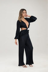 Femme Combinaisons plissée à décolleté profond découpes taille et boucle fleur – Look chic et allongeant | Dressie Dress