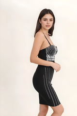 Femme Top de fête richement orné de strass et pierres fantaisie | Dressie Dress