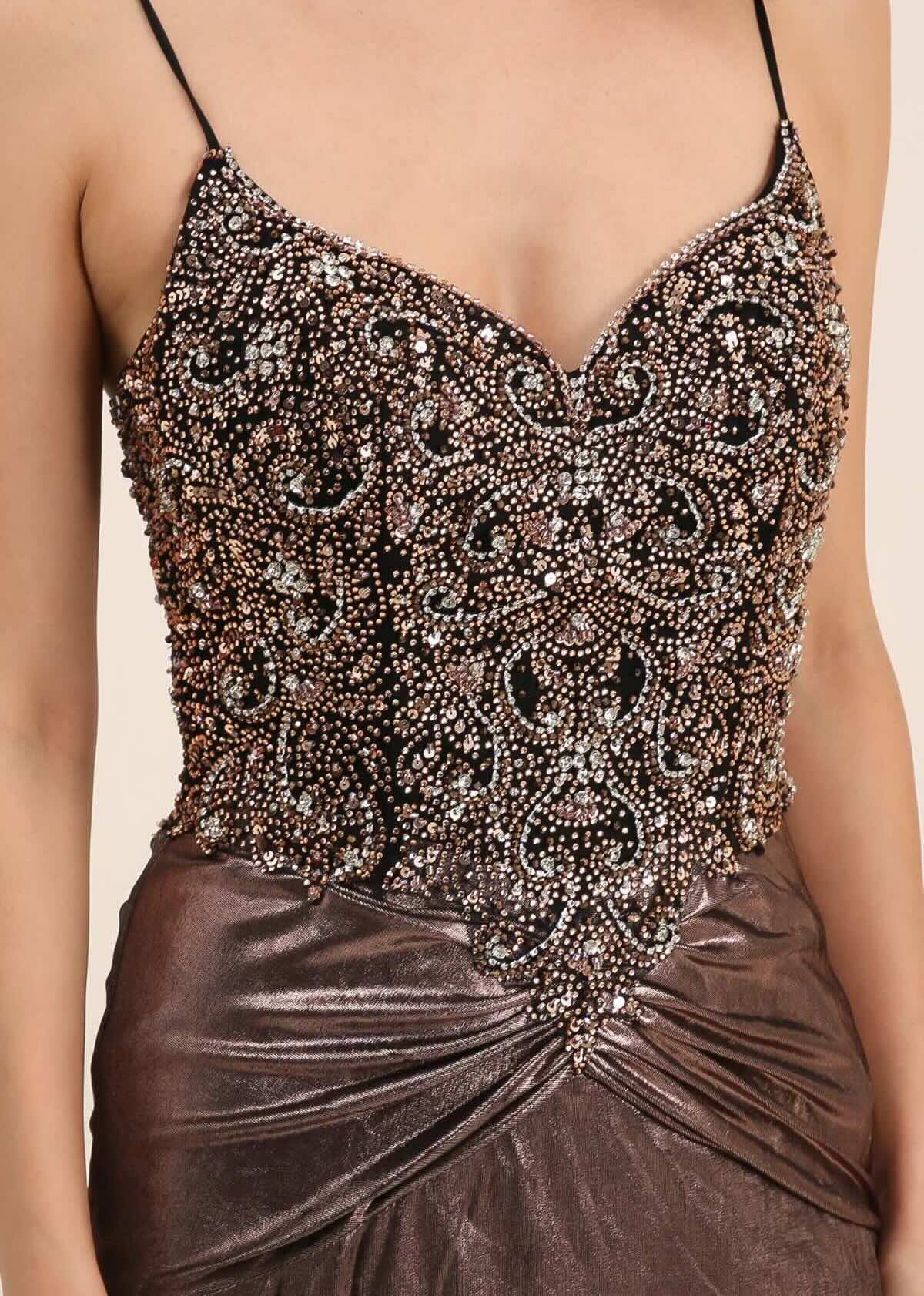 Femme Robes de soirée sirène à fines bretelles et décolleté V corsage entièrement orné de perles/strass drapé croisé à la taille | Dressie Dress - Dressie Dress